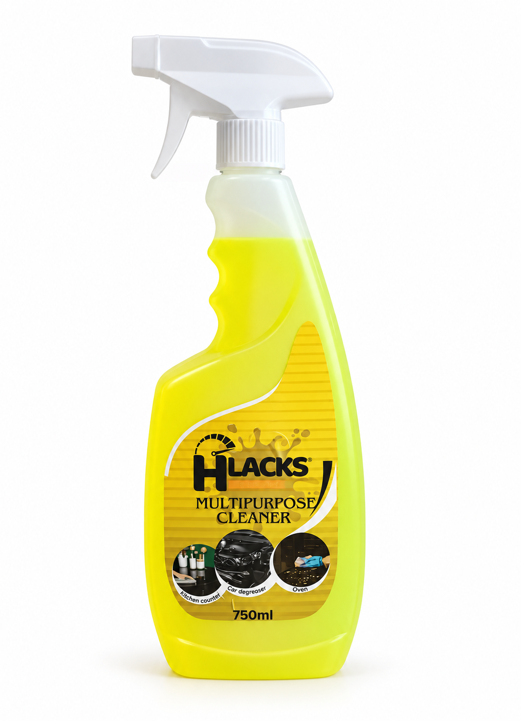 Hlacks multipurpose cleaner in a yellow 750 ml spray bottle